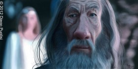 Caricatura de Ian McKellen como Gandalf