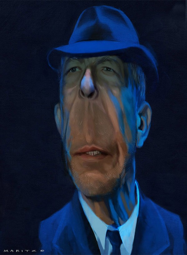 Caricatura de Leonard Cohen