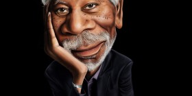 Caricatura de Morgan Freeman