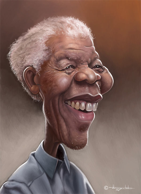 Caricatura de Nelson Mandela