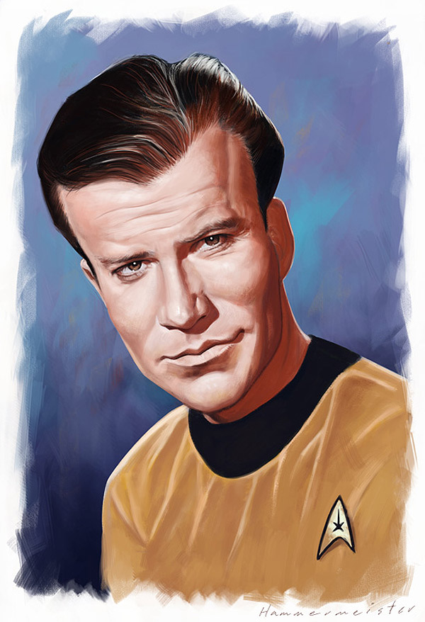 Caricatura de William Shatner como Capitán Kirk
