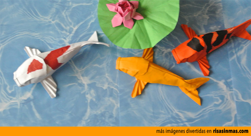 Carpas Koi hechas con Origami