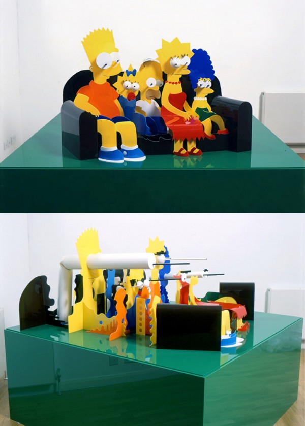 Escultura con perspectiva: Los Simpson