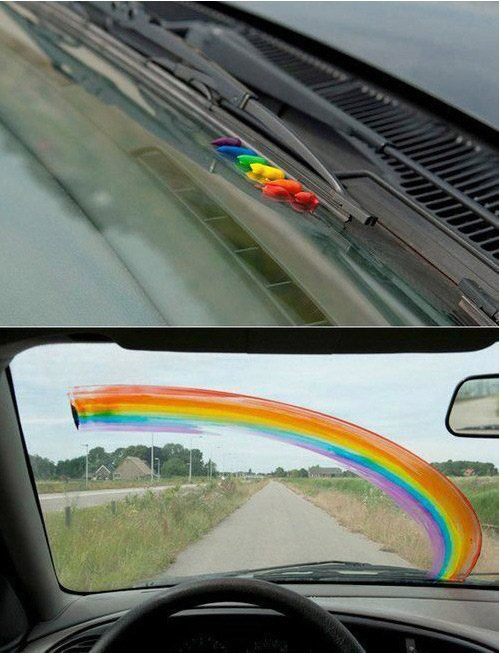 Pintaré un arcoíris en tu coche