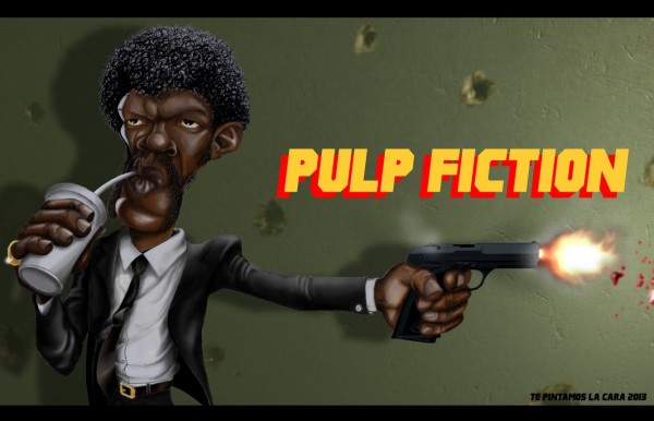 Caricatura de Samuel Jackson en Pulp Fiction