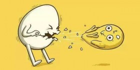 Humor absurdo: un huevo estornudando