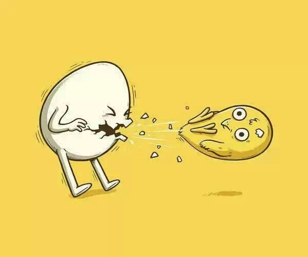 Humor absurdo: un huevo estornudando