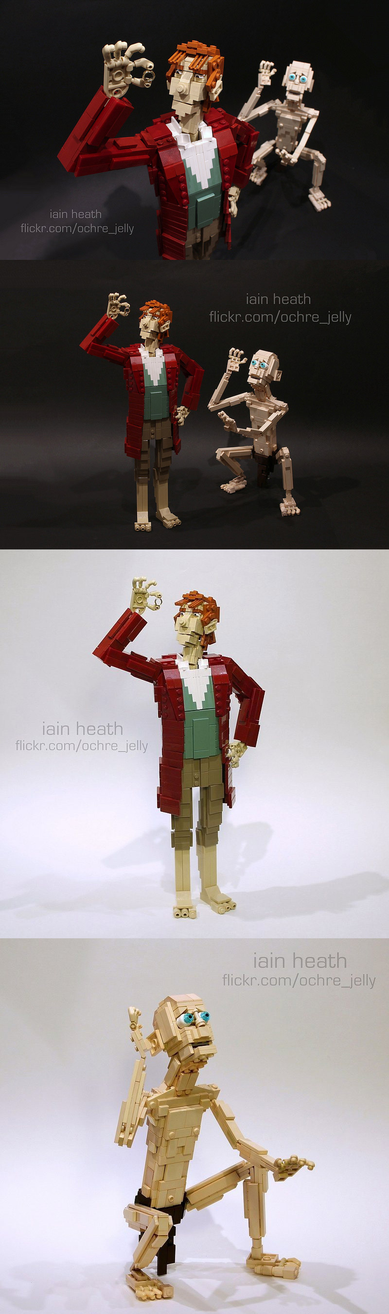 Bilbo y Gollum hechos con LEGO