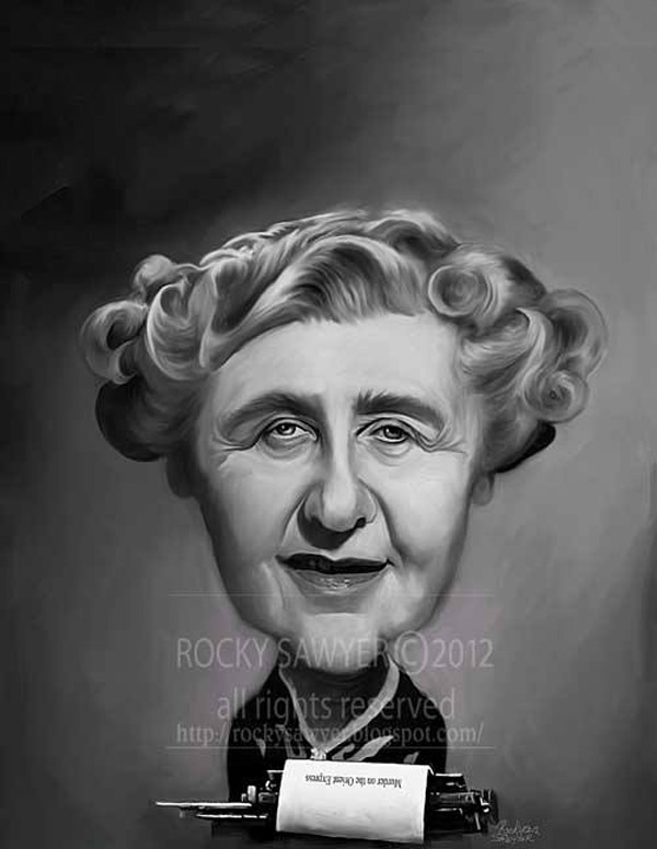 Caricatura de Agatha Christie