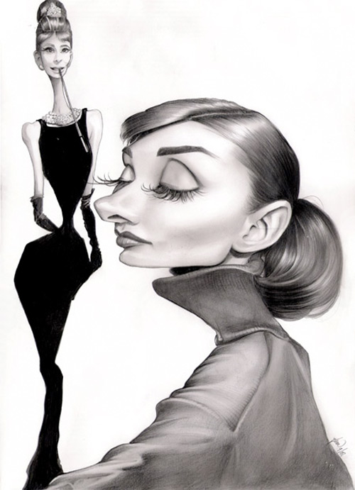 Caricatura de Audrey Hepburn