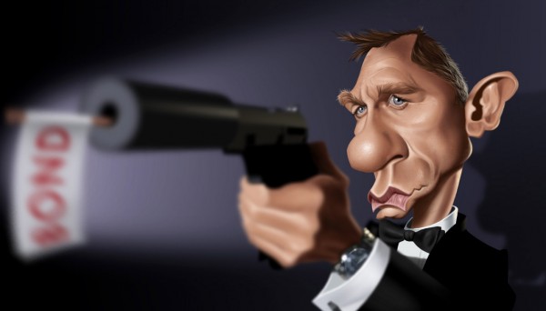 Caricatura de Daniel Craig como James Bond