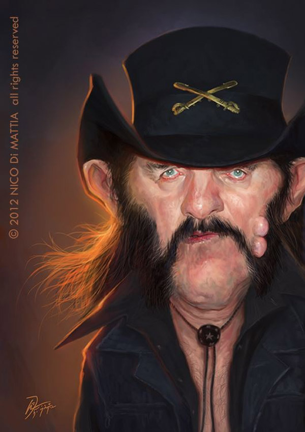 Caricatura de Lemmy Kilmister