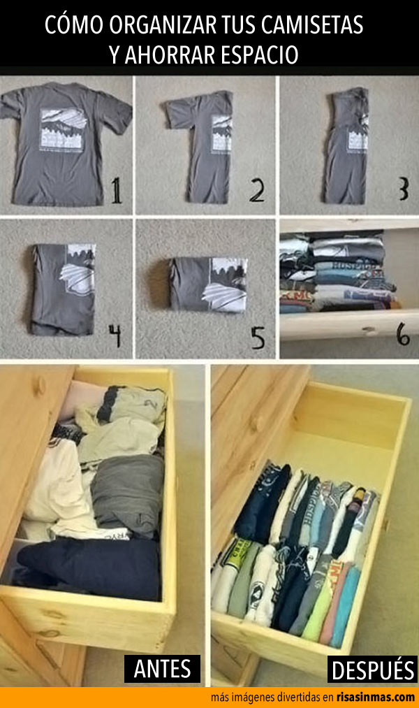 Cómo organizar tus camisetas