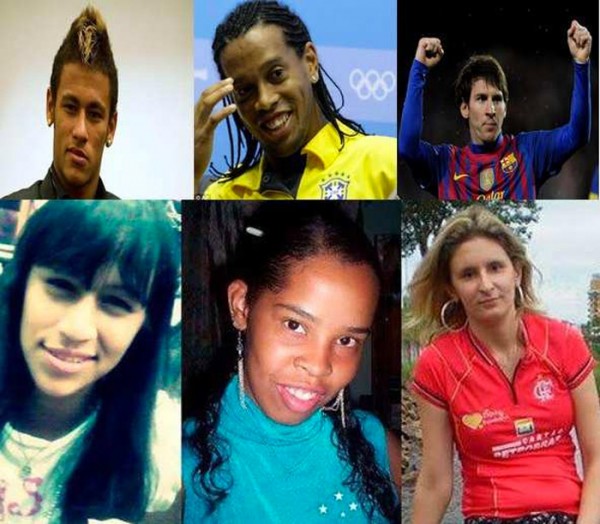 Neymar, Ronaldinho y Messi como mujeres