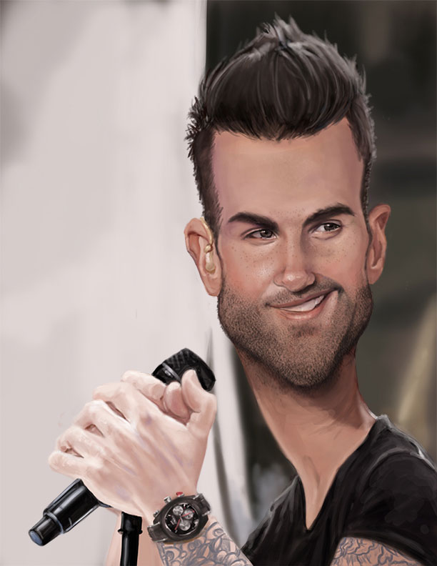 Caricatura de Adam Levine de Maroon 5