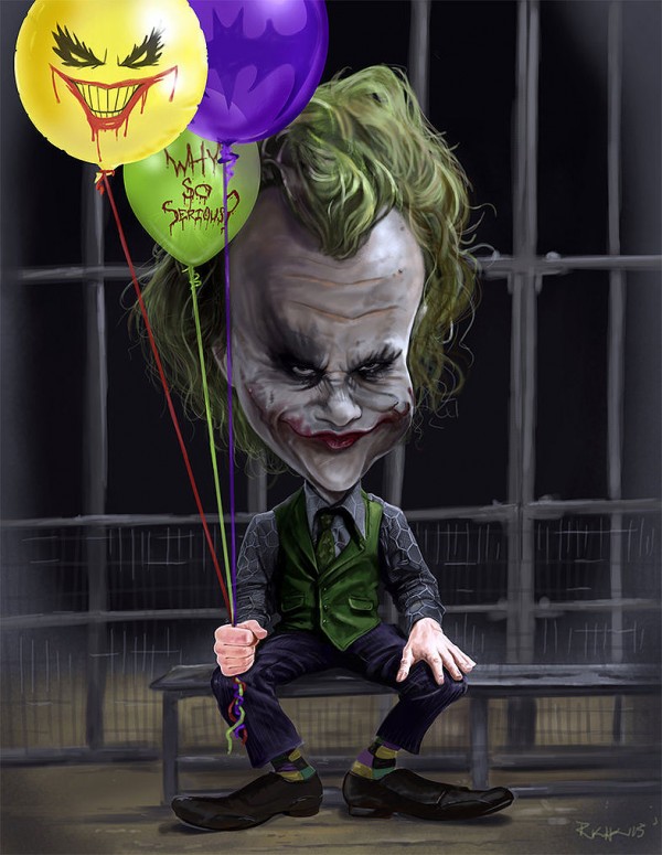 Caricatura de Heath Ledger como Joker
