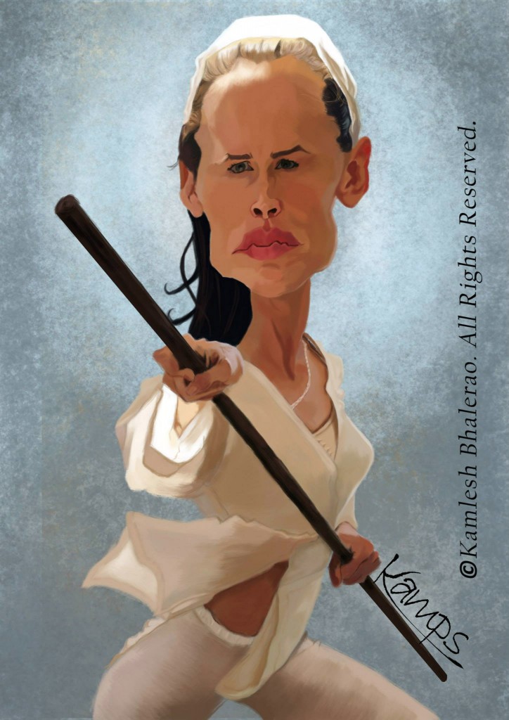 Caricatura de Jennifer Garner como Elektra