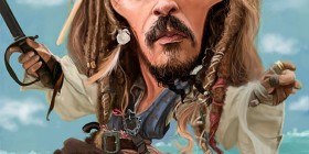 Caricatura de Johnny Depp como Jack Sparrow