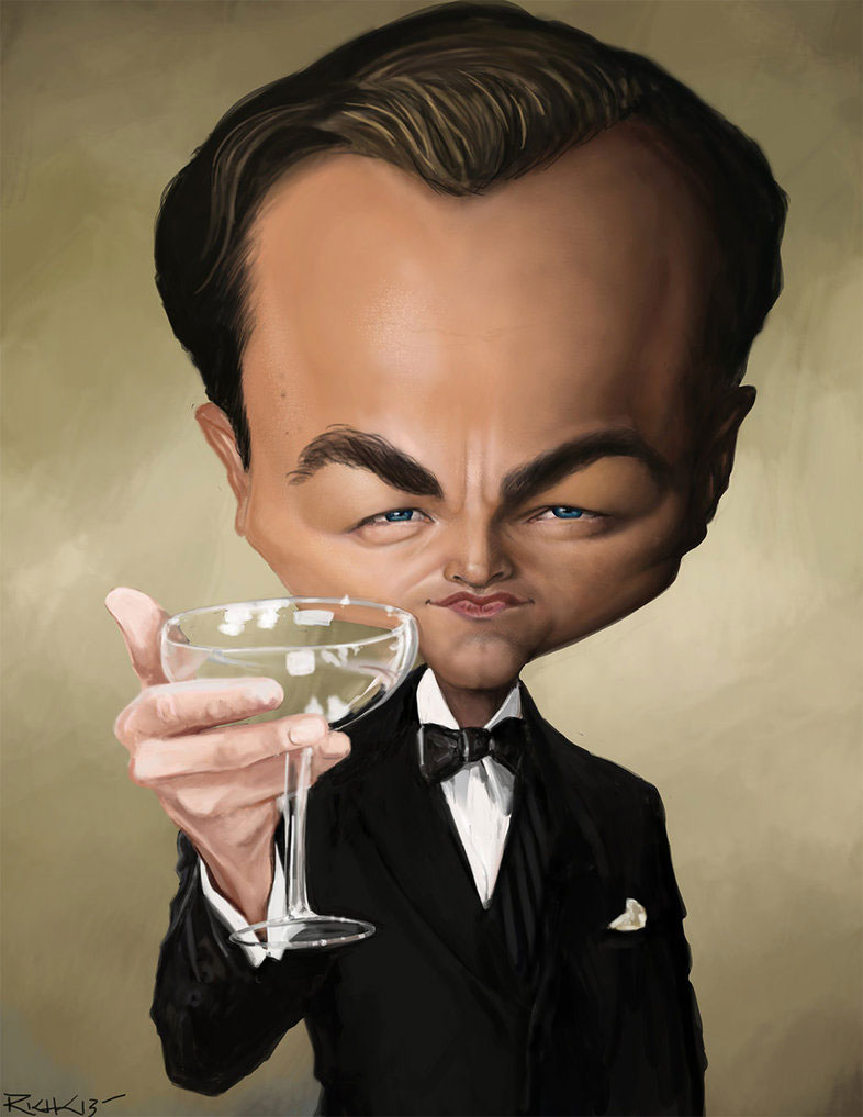 Caricatura de Leonardo DiCaprio como Jay Gatsby