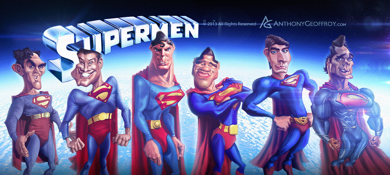 Caricatura de la evolución de Superman