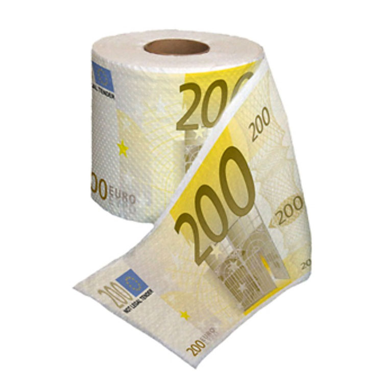 Papel Higiénico con Billetes de 200 Euros