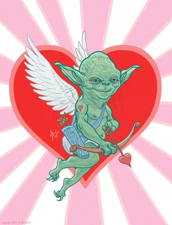 Tarjeta para San Valentín: Cupido Yoda