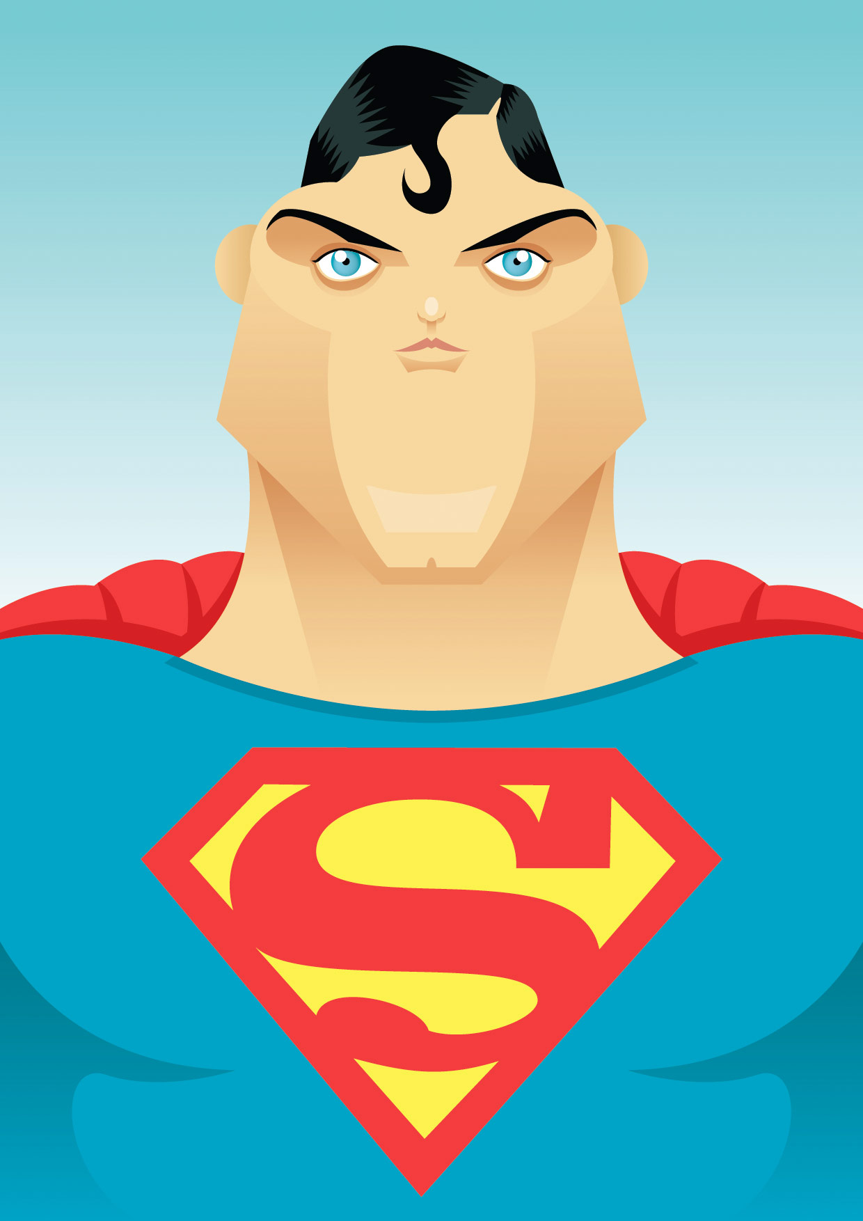 Caricatura de Christopher Reeve como Superman