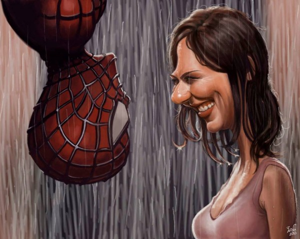 Caricatura de Kirsten Dunst en Spiderman