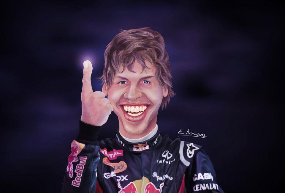 Caricatura de Sebastian Vettel