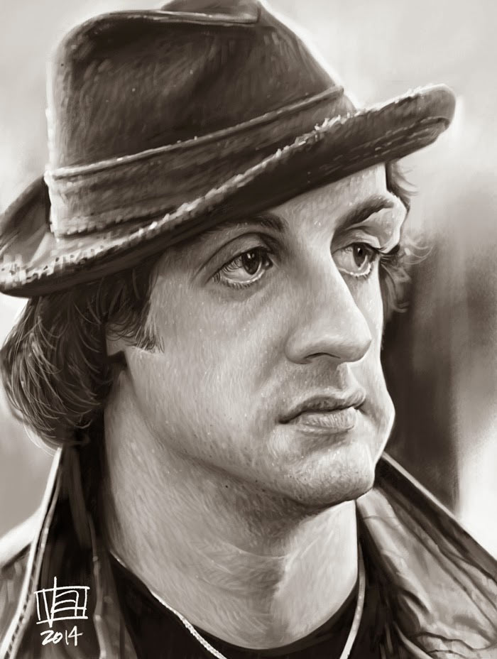 Caricatura de Sylvester Stallone como Rocky