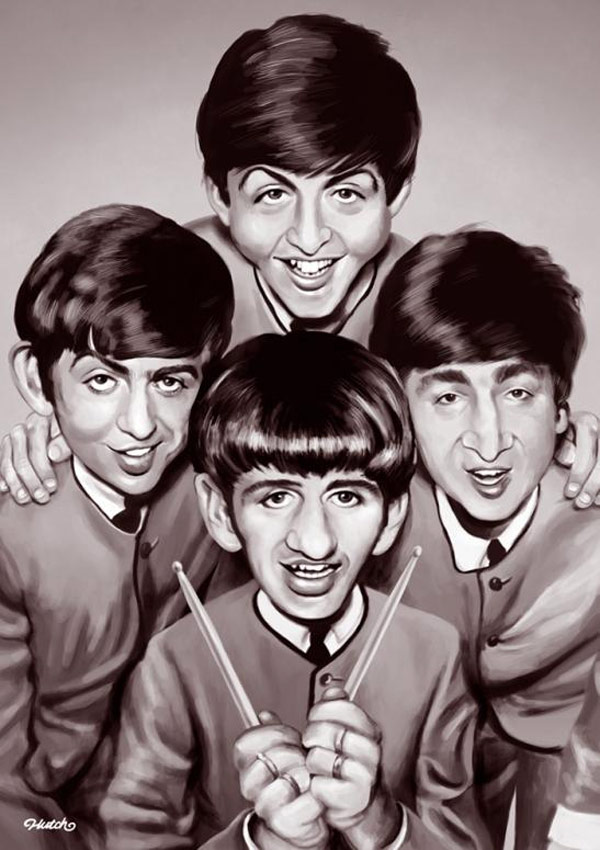 Caricatura de The Beatles