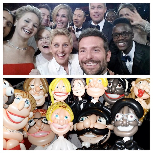 La selfie de los Oscar con globos
