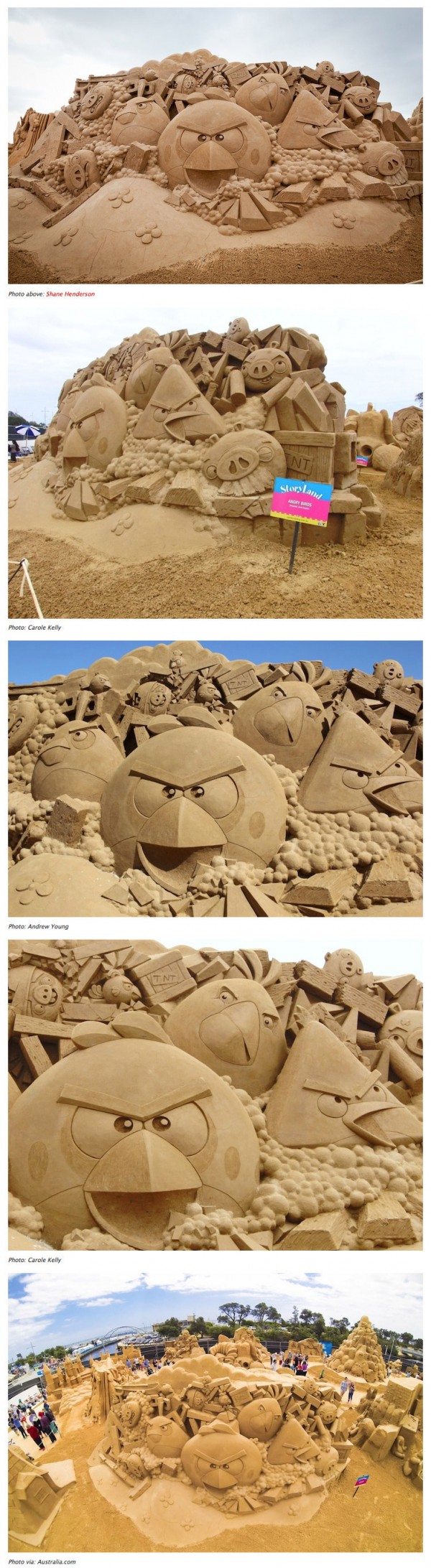 Angry Birds hechos con arena
