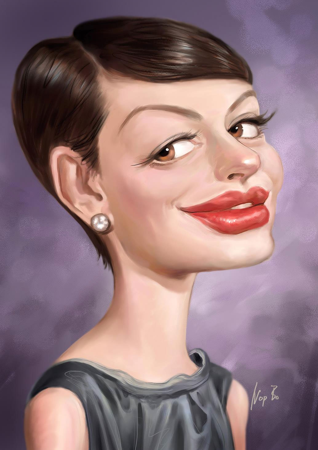 Caricatura de Anne Hathaway