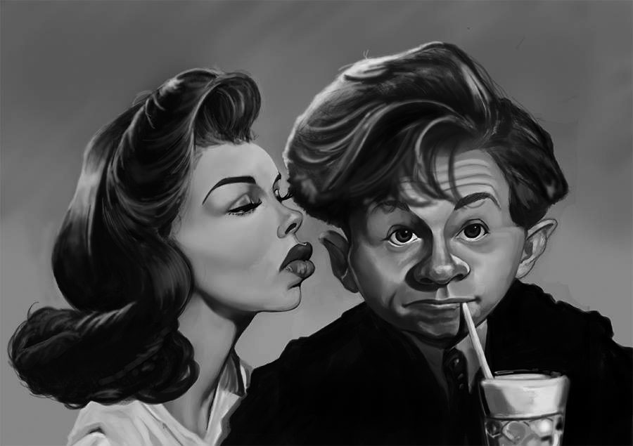 Caricatura de Ava Gardner y Mickey Rooney