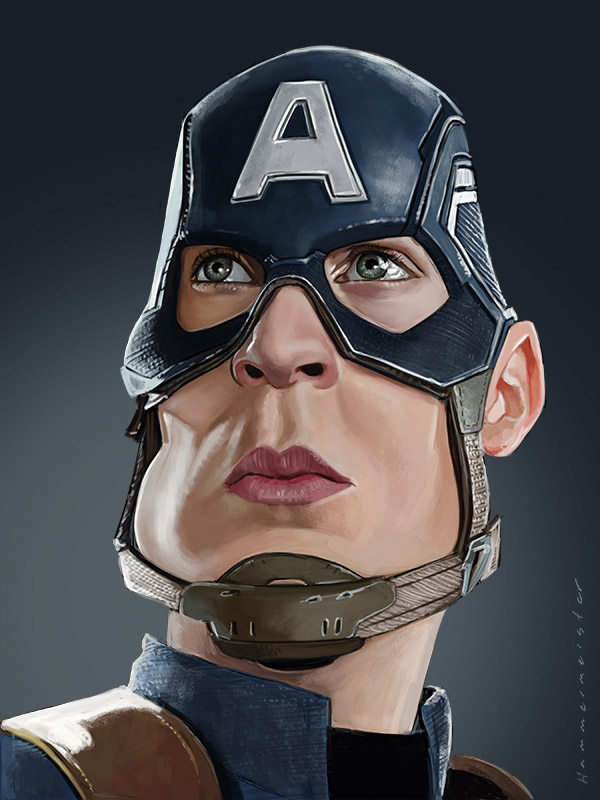 Caricatura de Chris Evans como Capitán América