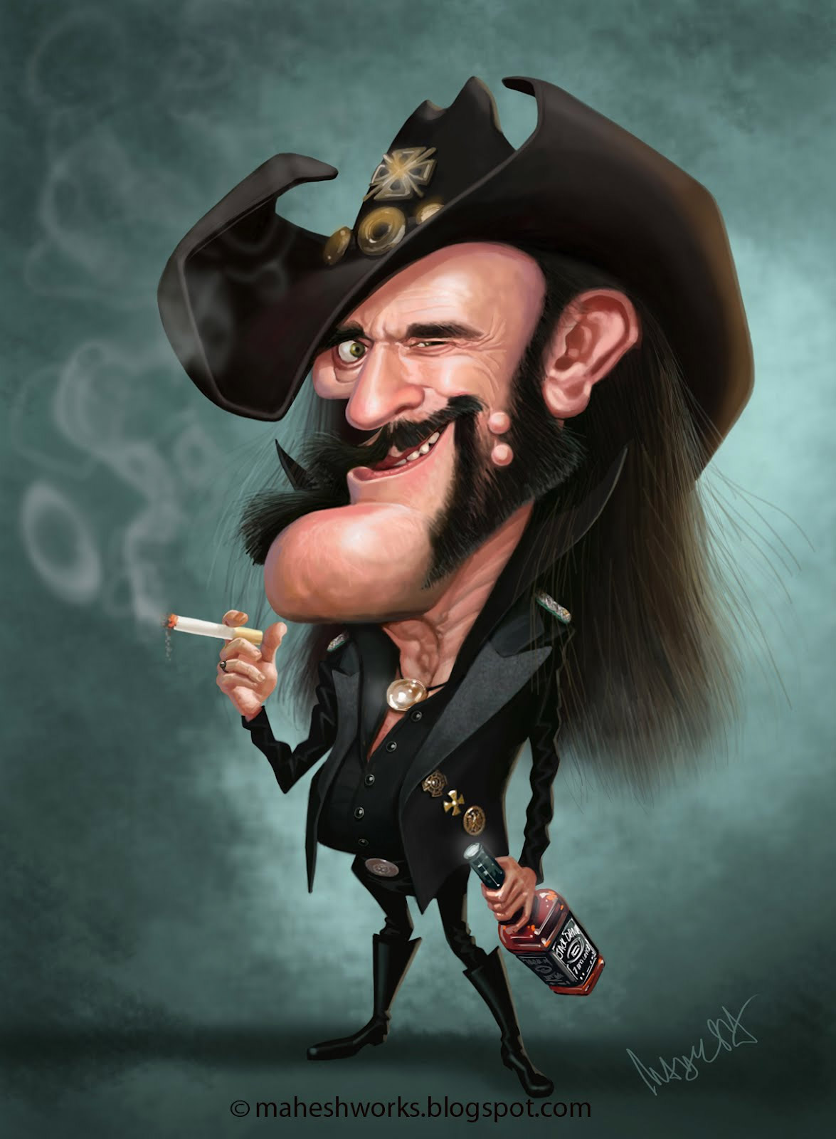Caricatura de Lemmy Kilmister