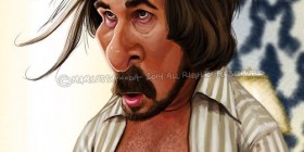 Caricatura de Christian Bale en La gran estafa americana