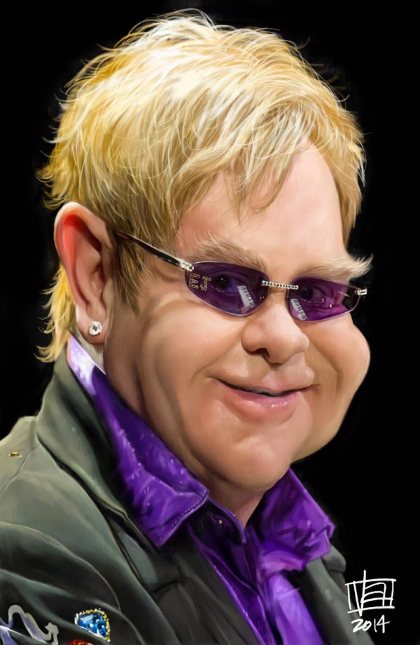 Caricatura de Elton John