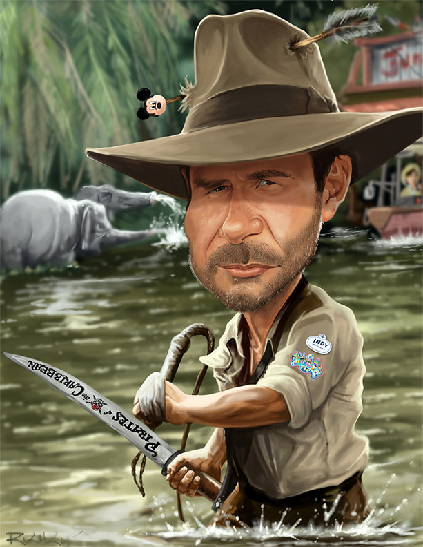 Caricatura de Indiana Jones (Harrison Ford)