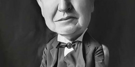 Caricatura de Thomas Alva Edison