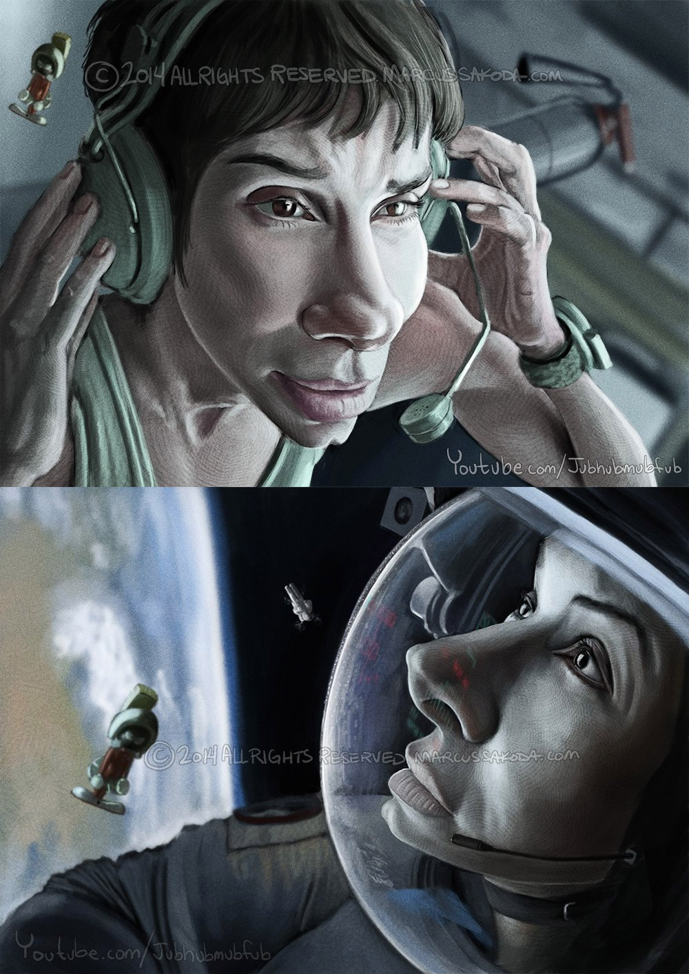 Caricaturas de Sandra Bullock en Gravity