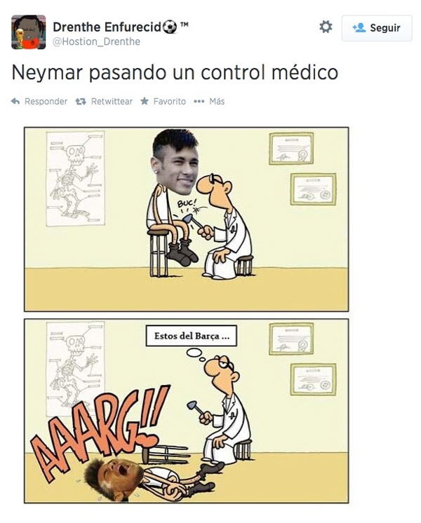 Neymar pasando un control médico