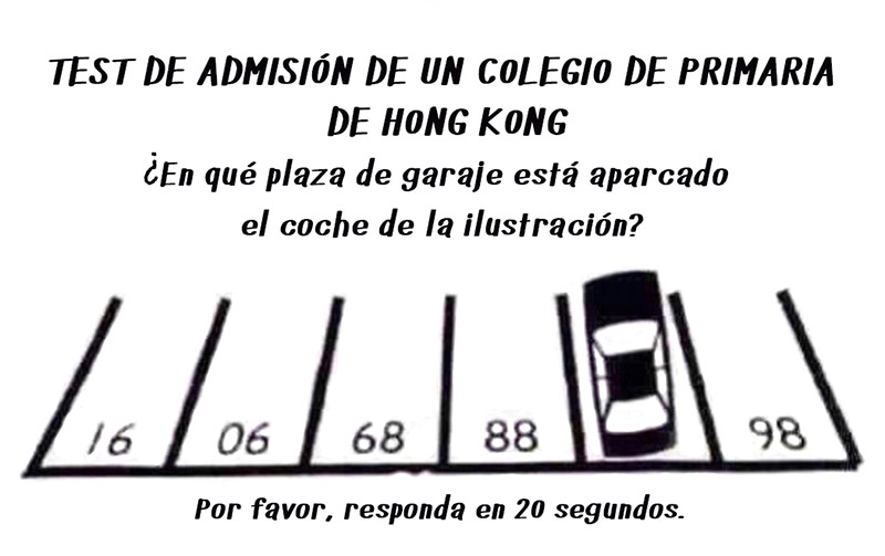 Test de admisión de un colegio de primaria de Hong Kong.