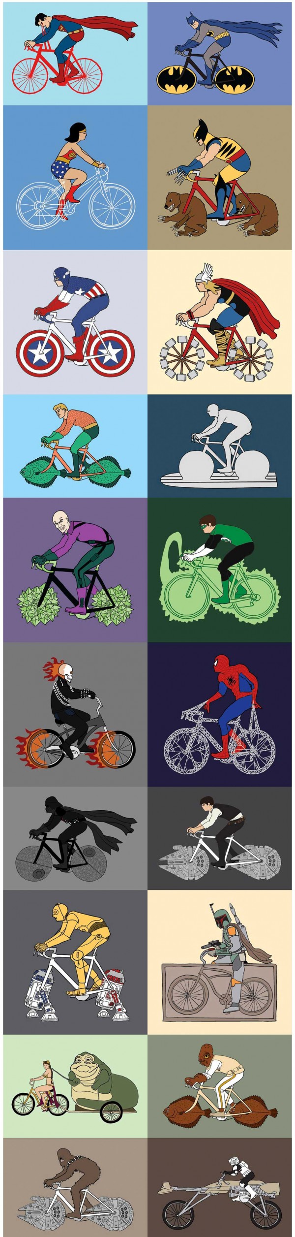Superhéroes y sus bicicletas
