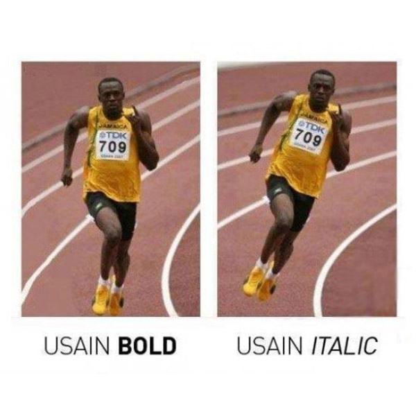 Usain Bold y Usain Italic